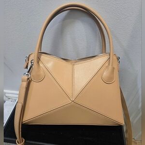 MMS Brands Gwen's Vegan Leather Geometric Panel Satchel